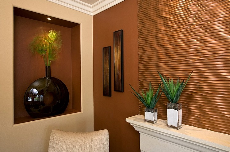 Using contrasting textures can be a great way to draw attention to copper decor elements